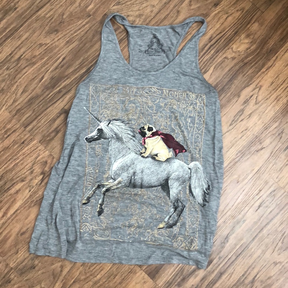 🌻3/$8 Pug Riding Unicorn Tank Top